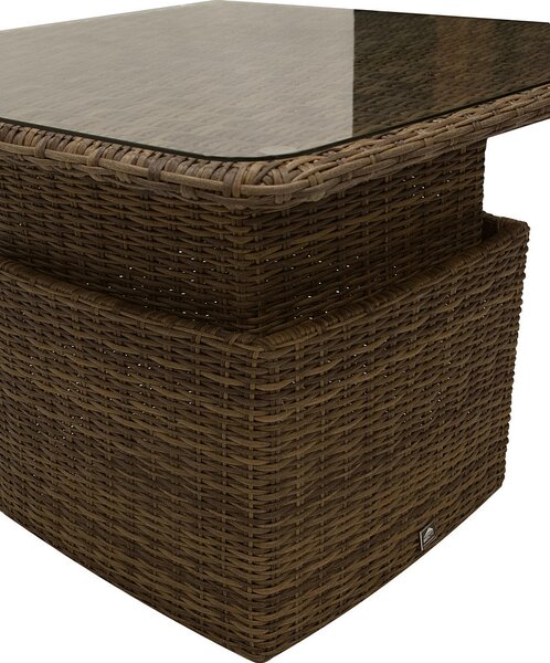 Ratanový stůl výsuvný jídelní/odkládací 100 x 100 cm BORNEO LUXURY (hnědá)