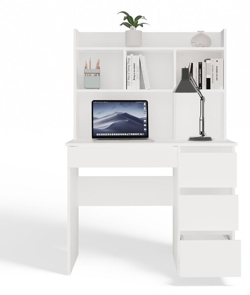 TP Living Psací stůl s nástavbou MIJAS pravý matně bílý