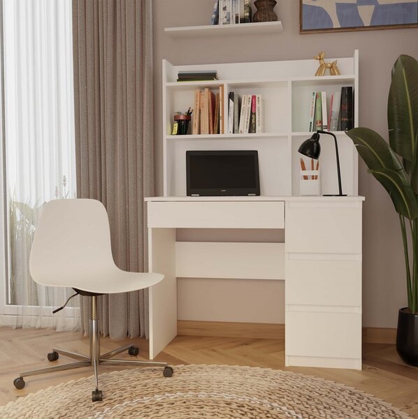 TP Living Psací stůl s nástavbou MIJAS pravý matně bílý