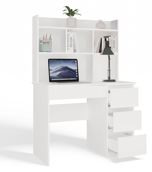 TP Living Psací stůl s nástavbou MIJAS pravý matně bílý