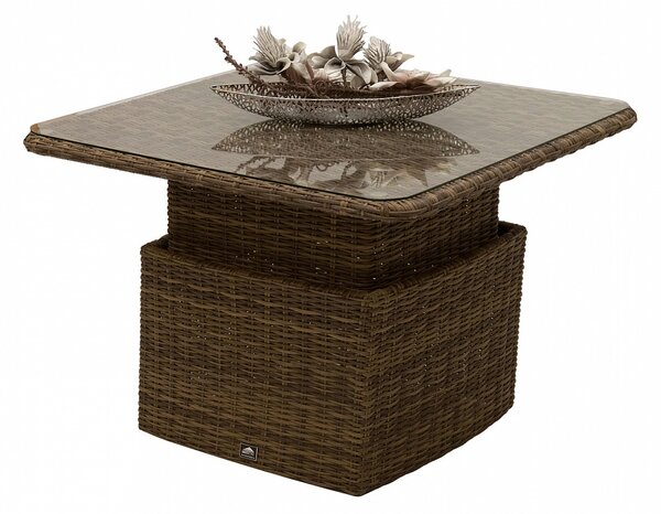 Ratanový stůl výsuvný jídelní/odkládací 100 x 100 cm BORNEO LUXURY (hnědá)