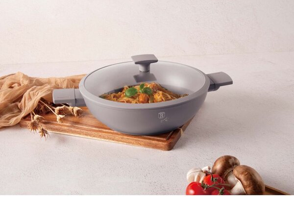 Pánev WOK s titanovým povrchem a poklicí 30 cm Taupe Collection