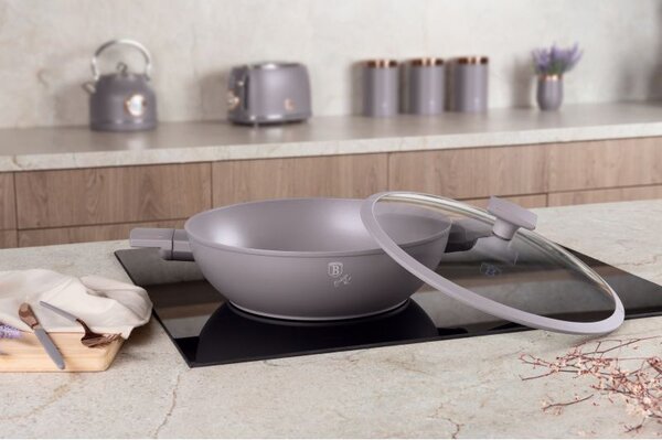Pánev WOK s titanovým povrchem a poklicí 30 cm Taupe Collection