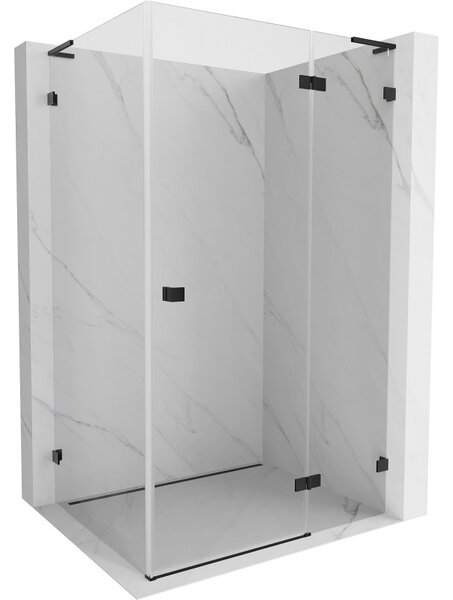 Mexen Lunar, L pravý výklopný sprchový kout 80 x 70 cm, 8mm čiré sklo, černý profil, 834L-080-070-70-00-P