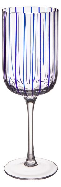 CHEERFUL Sklenice na víno pruhovaná 380 ml - modrá
