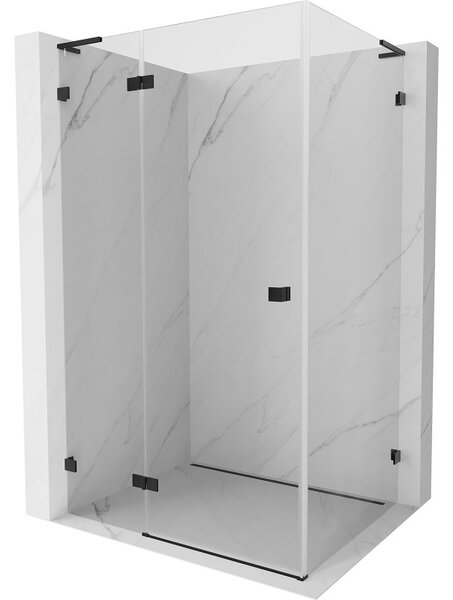 Mexen Lunar L, sklápěcí sprchový kout levý 70 x 90 cm, čiré sklo, černý profil, 834L-070-090-70-00-L