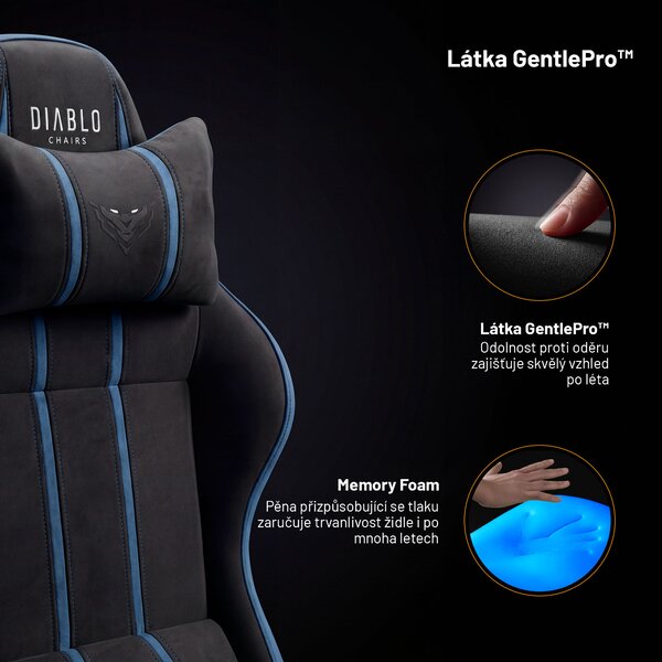 Látková herní židle černo-modrá Diablo X-One 2.0 Night Blue King
