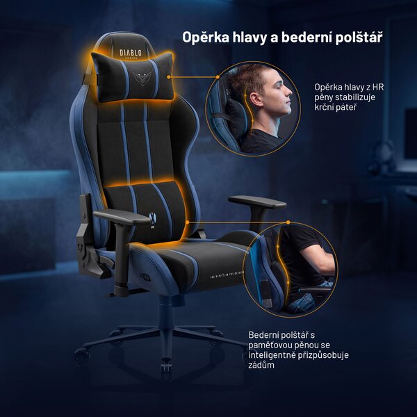 Látková herní židle černo-modrá Diablo X-One 2.0 Night Blue King