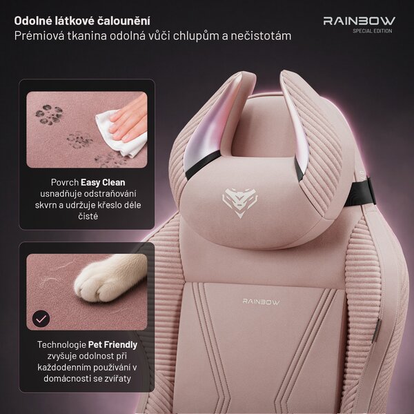 Růžová látková herní židle X-Horn 2.0 Rainbow Pink, Normal