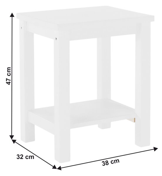 Noční stolek, masív / bílá, FOSIL