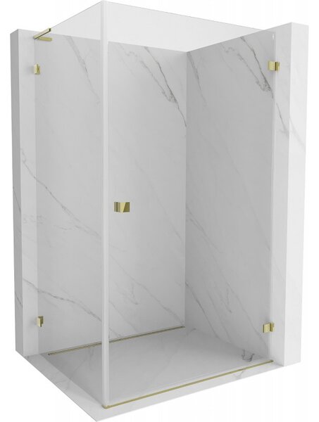 Mexen Lunar-B L výklopný sprchový kout pravý 90 x 70 cm, čiré sklo, zlatá lesklá, 832L-090-070-50-00-P