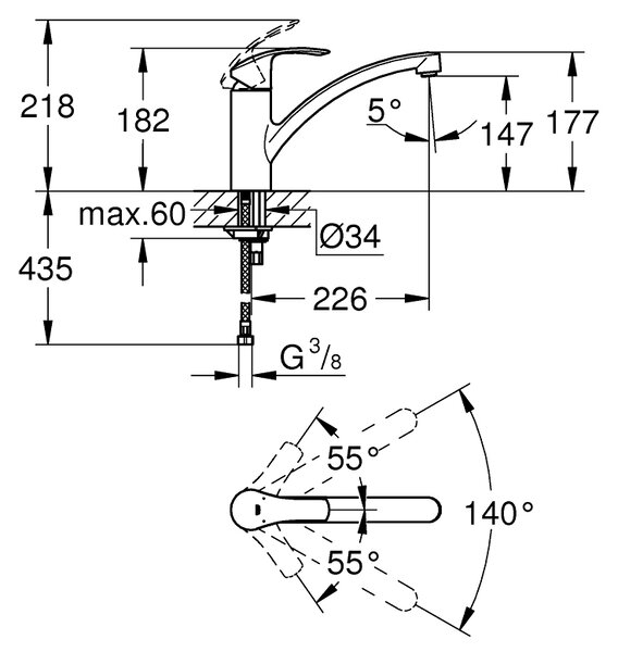 GROHE Eurosmart - Páková dřezová baterie, chrom 33281002