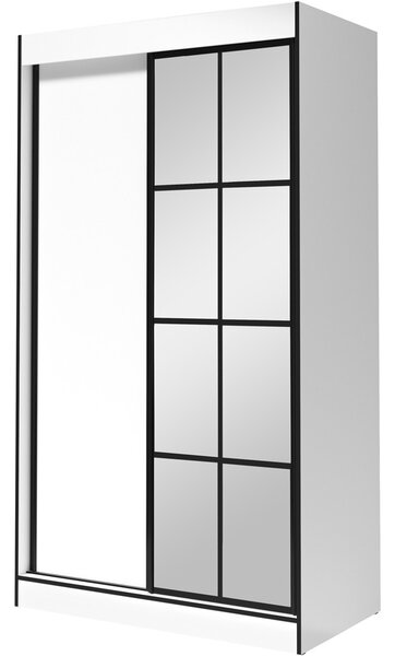 Skříň s posuvnými dveřmi se zrcadlem ASLO II 120 bílá / černá