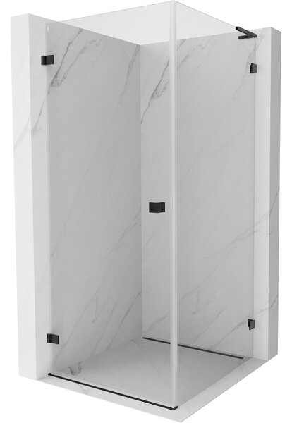 Mexen Lunar-B L výklopný sprchový kout levý 90 x 90 cm, čiré sklo, černá matná, 832L-090-090-70-00-L