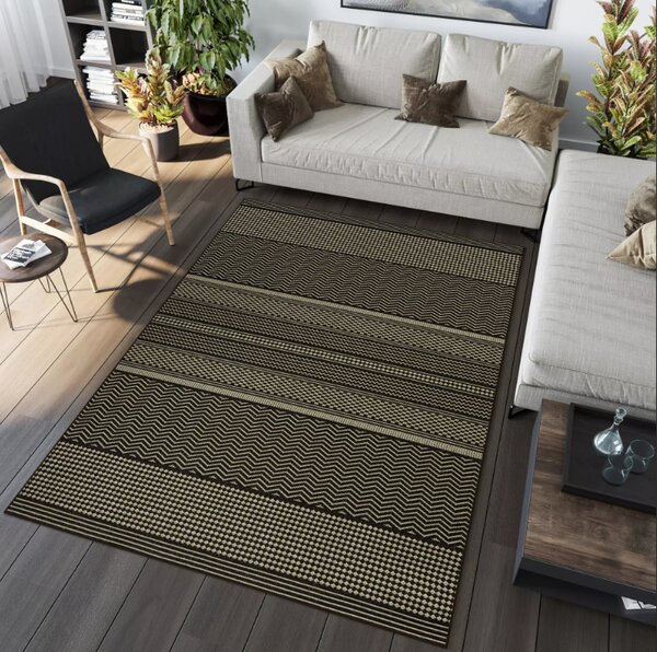 Makro Abra Kusový koberec venkovní Sisal CORDA 1027 1 424 Proužky hnědý béžový Rozměr: 60x100 cm