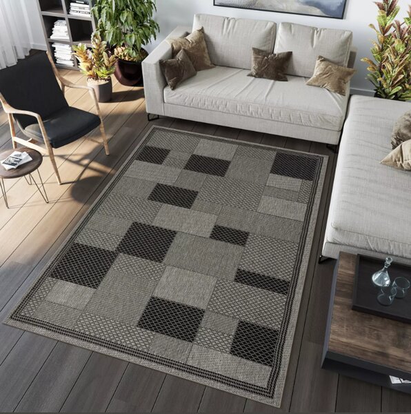 Makro Abra Kusový koberec venkovní Sisal CORDA 1022 1 151 Geometrický šedý Rozměr: 60x200 cm