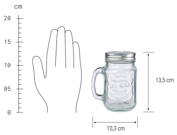 REFRESH Sklenice Mason s víčkem 450 ml