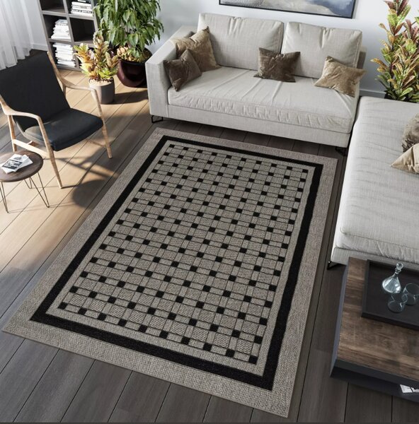 Makro Abra Kusový koberec venkovní Sisal CORDA 1013 1 151 béžový černý Rozměr: 60x200 cm