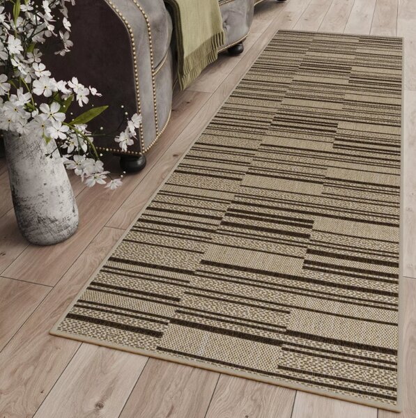 Makro Abra Kusový koberec venkovní Sisal CORDA 1032 1 232 Proužky béžový hnědý Rozměr: 60x200 cm