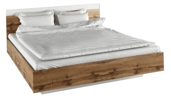 Manželská postel, 180x200, dub wotan / bílá, GABRIELA