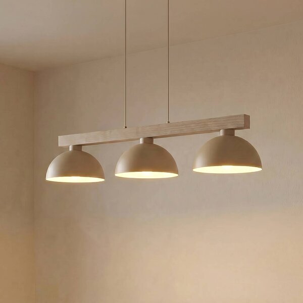 TK Lighting Závěsné světlo Oslo, písková barva, 3 žárovky, délka 118 cm, E27, stmívatelný, Krémová / jantar, Obývací pokoj / jídelna, kov, Moderní