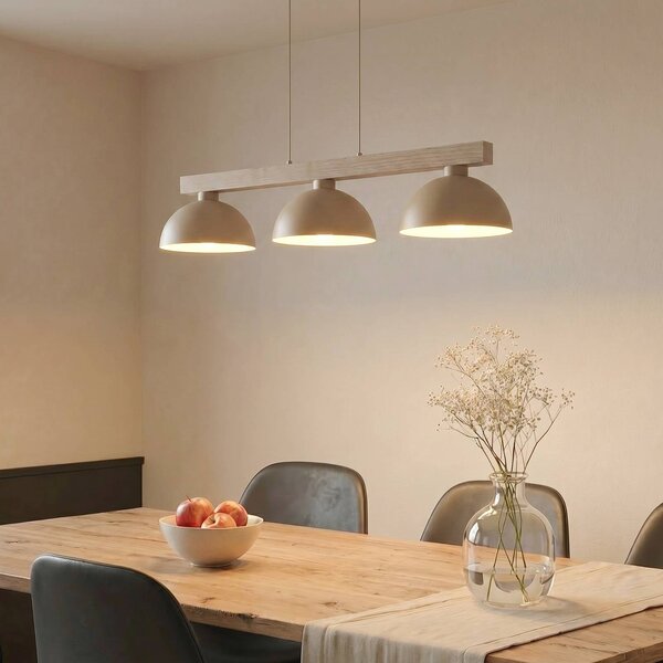 TK Lighting Závěsné světlo Oslo, písková barva, 3 žárovky, délka 118 cm, E27, stmívatelný, Krémová / jantar, Obývací pokoj / jídelna, kov, Moderní