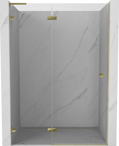 Mexen, Mexen Lunar L Otočné levé sprchové dveře 130 cm, transparentní, zlaté - 834L-130-000-50-00-L