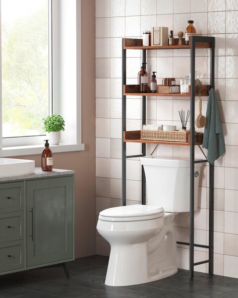SKŘÍŇKA NAD PRAČKU, hnědá, černá, 63/165/25 cm MID.YOU - Online Only koupelnové skříňky, Online Only
