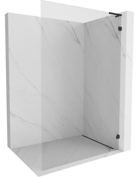 Mexen, Mexen Lunar L sprchová stěna pravá 90 x 200 cm, průhledná 8 mm, černá - 830L-090-000-70-00-P