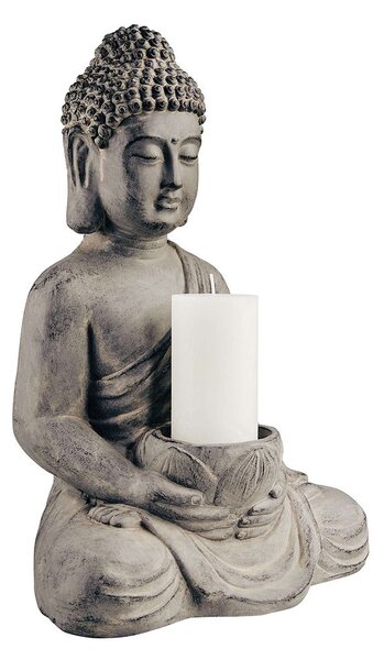 BUDDHA Socha sedícího Buddhy s táckem na svíčku