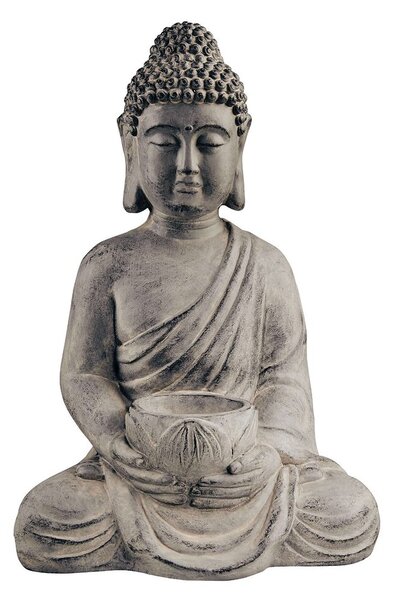 BUDDHA Socha sedícího Buddhy s táckem na svíčku