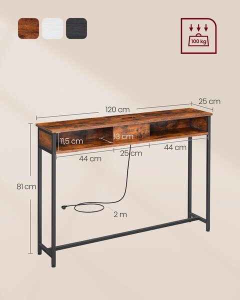KONZOLOVÝ STOLEK, černá, tmavě hnědá, kov, kompozitní dřevo, 120/81/25 cm MID.YOU - Online Only konferenční stolky, Online Only