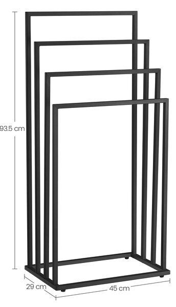 Stojan na ručníky LINESTRO kovový se 4 rameny 93x45cm, černý