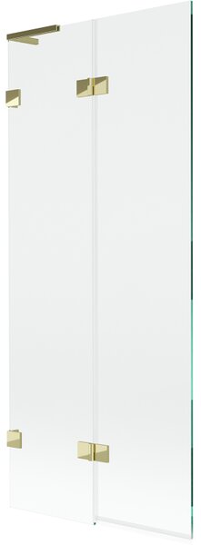 Mexen Lunar L, 2-křídlová vanová zástěna levá 80 x 150 cm, čiré sklo, zlatá lesklá, 897L-080-100-50-00-L