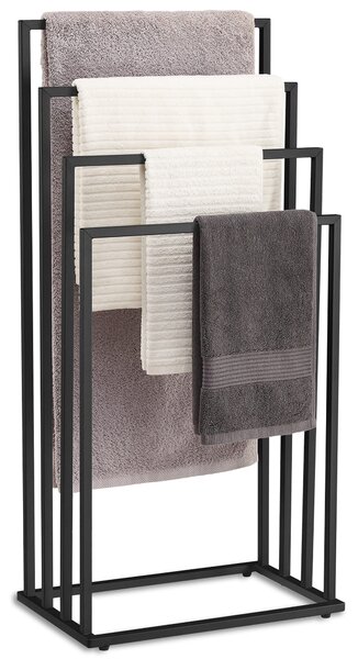 Stojan na ručníky LINESTRO kovový se 4 rameny 93x45cm, černý
