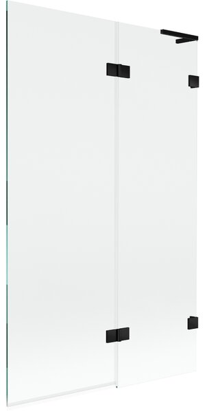 Mexen Lunar L, 2-křídlová vanová zástěna pravá 110 x 150 cm, čiré sklo, černá matná, 897L-110-100-70-00-P