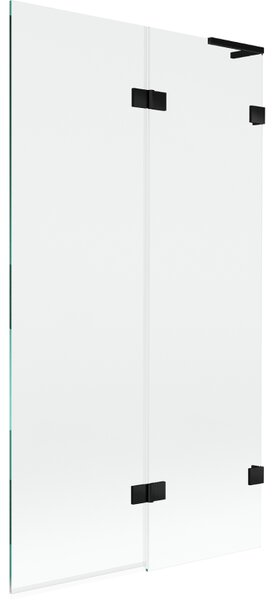 Mexen Lunar L, 2-křídlová vanová zástěna pravá 100 x 150 cm, čiré sklo, černá matná, 897L-100-100-70-00-P