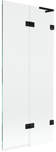 Mexen Lunar L, 2-křídlová vanová zástěna pravá 80 x 150 cm, čiré sklo, černá matná, 897L-080-100-70-00-P
