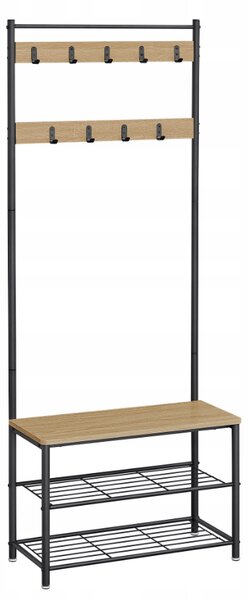Kovová předsíňová stěna INDUSTRY 175 cm, černá/dub sonoma