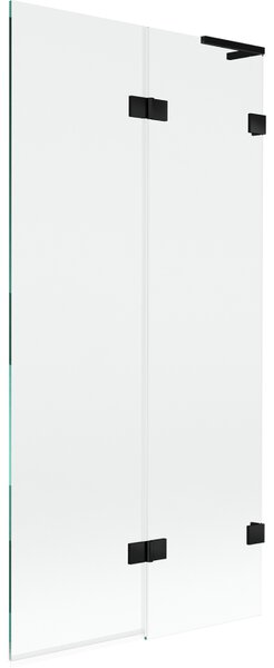 Mexen Lunar L, 2-křídlová vanová zástěna pravá 90 x 150 cm, čiré sklo, černá matná, 897L-090-100-70-00-P