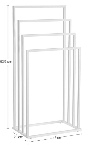 Stojan na ručníky LINESTRO kovový se 4 rameny 93x45cm, bílý