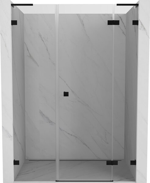Mexen Lunar L, Otočné pravé sprchové dveře 135 cm, 8mm čiré sklo, černý matný profil, 834SL-135-050-70-00-P