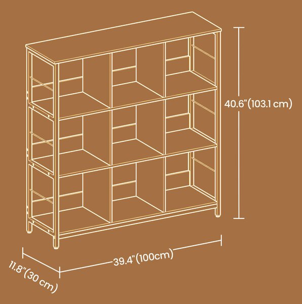 REGÁL, hnědá, černá, železo, 100/103,1/30 cm Boxxx - Online Only regály & police, Online Only