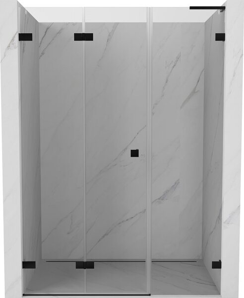 Mexen Lunar-F, L skládací levé sprchové dveře 125 cm, čiré sklo, černý profil, 836SL-125-050-70-00-L
