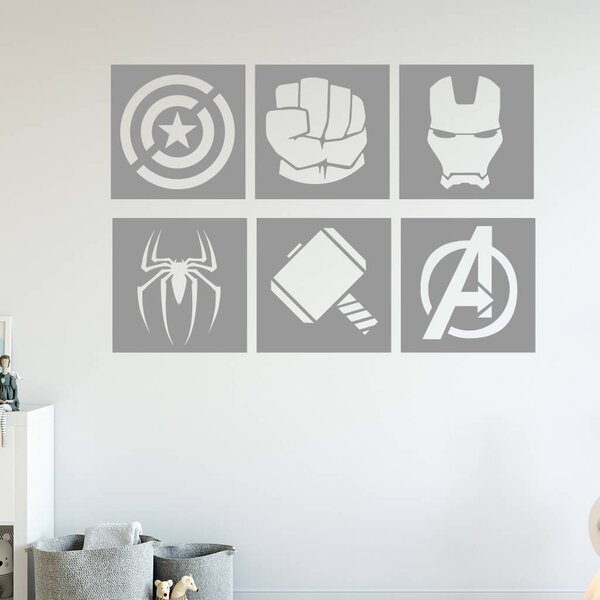 Živá Zeď Samolepka Znaky Avengers sada Barva: černá