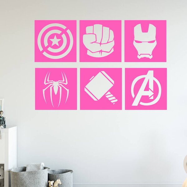 Živá Zeď Samolepka Znaky Avengers sada Barva: černá
