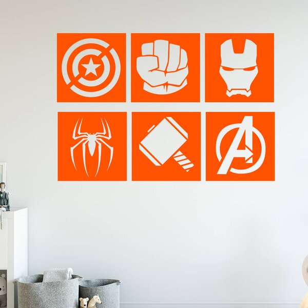 Živá Zeď Samolepka Znaky Avengers sada Barva: černá