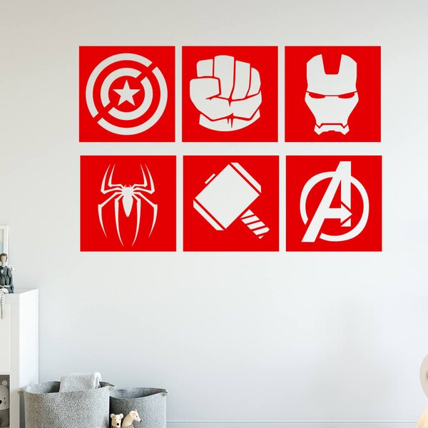 Živá Zeď Samolepka Znaky Avengers sada Barva: černá