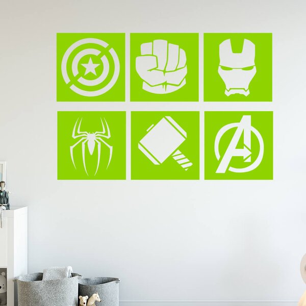 Živá Zeď Samolepka Znaky Avengers sada Barva: černá