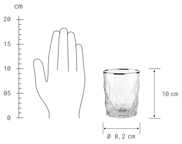 UPSCALE Sklenice na vodu 345 ml - stříbrná
